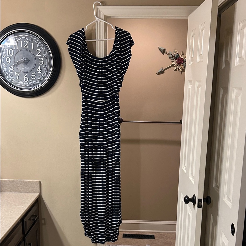 Striped Navy and White Dress